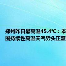 郑州昨日最高温45.4℃:本轮大范围持续性高温天气势头正盛