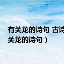 有关龙的诗句 古诗（有关龙的诗句）
