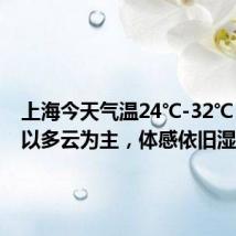 上海今天气温24℃-32℃,天气以多云为主,体感依旧湿热