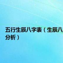 五行生辰八字表（生辰八字五行分析）