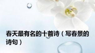 春天最有名的十首诗（写春景的诗句）