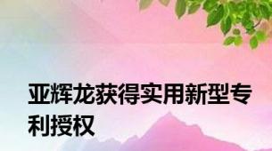 亚辉龙获得实用新型专利授权