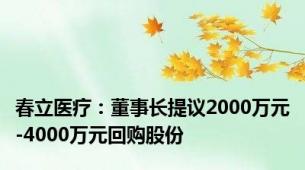 春立医疗：董事长提议2000万元-4000万元回购股份
