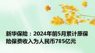 新华保险：2024年前5月累计原保险保费收入为人民币785亿元