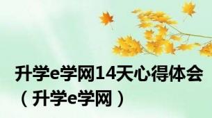 升学e学网14天心得体会（升学e学网）