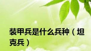 装甲兵是什么兵种（坦克兵）