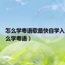 怎么学粤语歌最快自学入门(怎么学粤语)