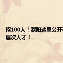 招100人!濮阳这里公开引进高层次人才!
