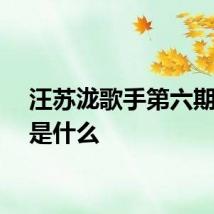 汪苏泷歌手第六期选歌是什么