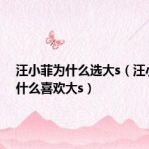 汪小菲为什么选大s(汪小菲为什么喜欢大s)