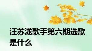 汪苏泷歌手第六期选歌是什么