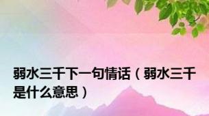 弱水三千下一句情话（弱水三千是什么意思）