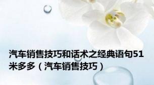 汽车销售技巧和话术之经典语句51米多多（汽车销售技巧）