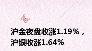 沪金夜盘收涨1.19%，沪银收涨1.64%