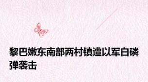 黎巴嫩东南部两村镇遭以军白磷弹袭击