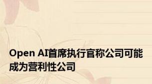 Open AI首席执行官称公司可能成为营利性公司