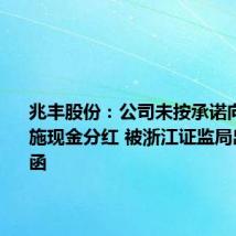 兆丰股份:公司未按承诺向股东实施现金分红 被浙江证监局出具警示函