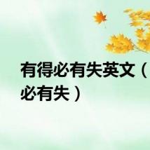 有得必有失英文（有得必有失）