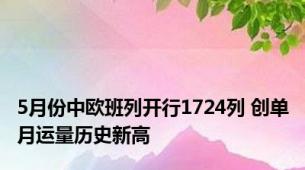 5月份中欧班列开行1724列 创单月运量历史新高