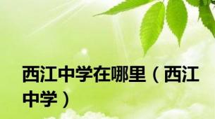 西江中学在哪里（西江中学）