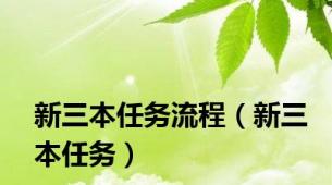 新三本任务流程（新三本任务）