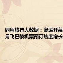 同程旅行大数据:奥运开幕临近 7月飞巴黎机票预订热度增长超70%