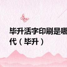 毕升活字印刷是哪个朝代(毕升)