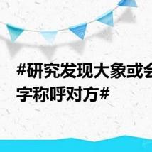 #研究发现大象或会用名字称呼对方#