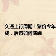 久违上行周期!猪价今年已涨四成,后市如何演绎