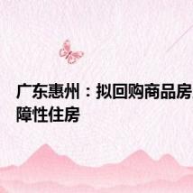 广东惠州：拟回购商品房用作保障性住房