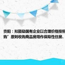 贵阳:拟鼓励国有企业以合理价格按照“以需定购”原则收购商品房用作保障性住房、安置房