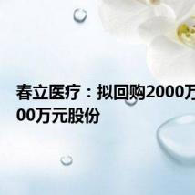 春立医疗:拟回购2000万元-4000万元股份