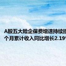 A股五大险企保费增速持续提升 前5个月累计收入同比增长2.19%