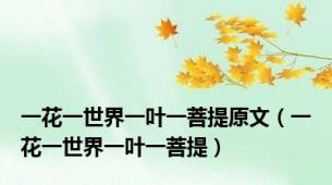 一花一世界一叶一菩提原文（一花一世界一叶一菩提）