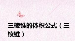 三棱锥的体积公式（三棱锥）