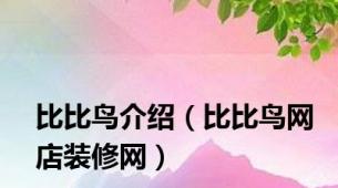 比比鸟介绍（比比鸟网店装修网）