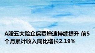 A股五大险企保费增速持续提升 前5个月累计收入同比增长2.19%