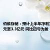 佰维存储：预计上半年净利为2.8亿元至3.3亿元 同比扭亏为盈