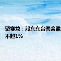 聚赛龙:股东东台聚合盈拟减持不超1%