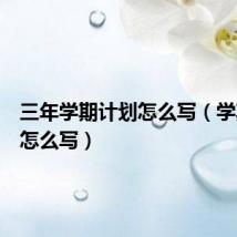 三年学期计划怎么写（学期计划怎么写）