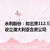 永利股份:拟出资112.5万澳元设立澳大利亚合资公司