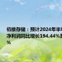 佰维存储:预计2024年半年度归母净利润同比增长194.44%至211.31%
