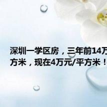深圳一学区房，三年前14万元/平方米，现在4万元/平方米！