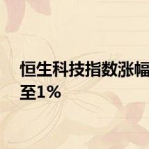 恒生科技指数涨幅扩大至1%