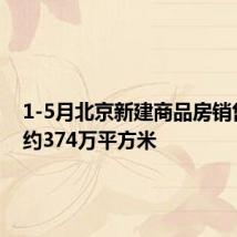 1-5月北京新建商品房销售面积约374万平方米