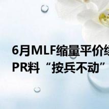 6月MLF缩量平价续做 LPR料“按兵不动”