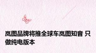 岚图品牌将推全球车岚图知音 只做纯电版本