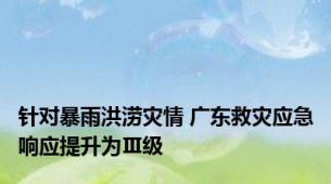 针对暴雨洪涝灾情 广东救灾应急响应提升为Ⅲ级