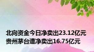 北向资金今日净卖出23.12亿元 贵州茅台遭净卖出16.75亿元