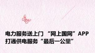 电力服务送上门 “网上国网”APP打通供电服务“最后一公里”